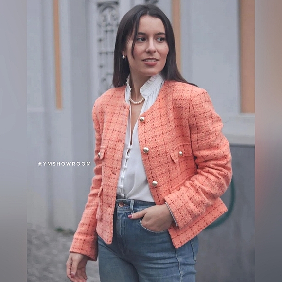 🔥Last 2🔥MANGO Short tweed blazer - Picture 2 of 7